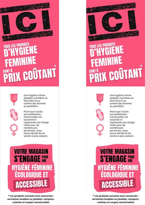 Produits d'hygiène féminine à prix coutant !